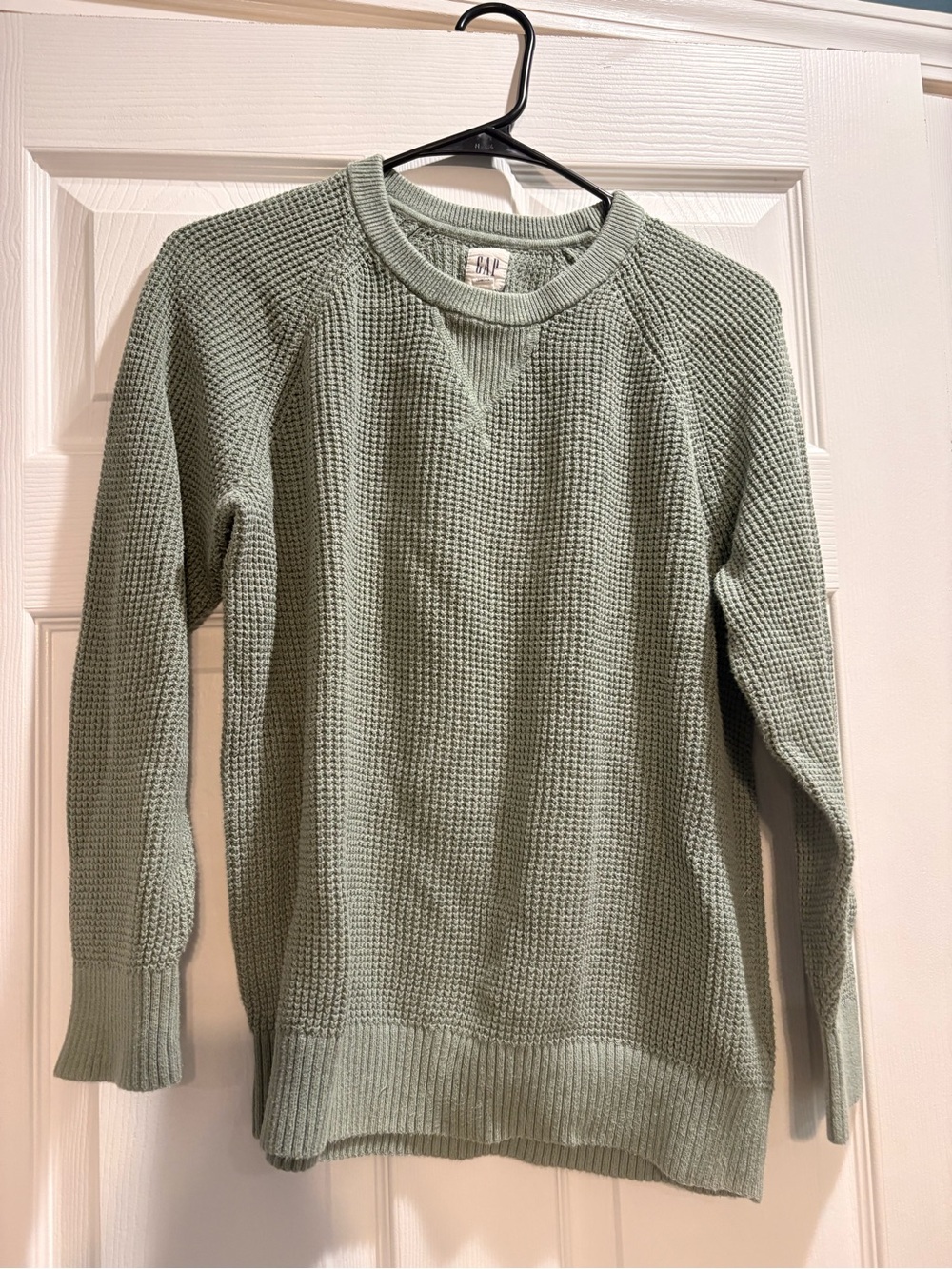 GAP Men's Sage Green Waffle Crewneck Sweater